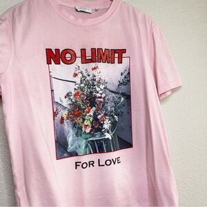 Sandro Paris Small TShirt Pink Graphic Gerda No Limit For Love Short Sleeve
